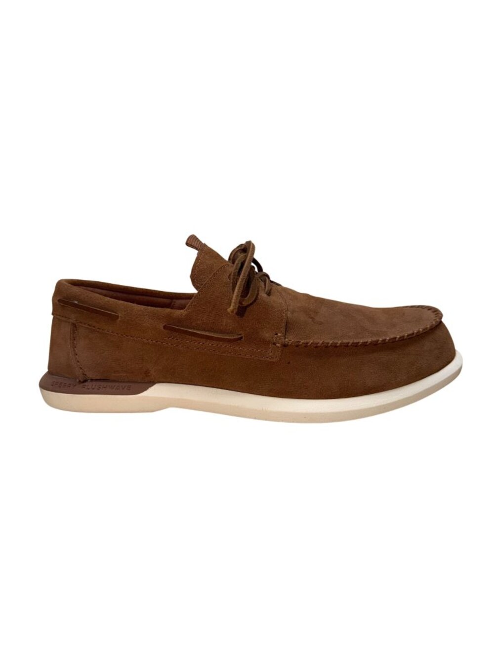 Sperry Men’s Brown Suede Slip-On Plushwave Stitched Moc Toe Boat Shoes Size 10
